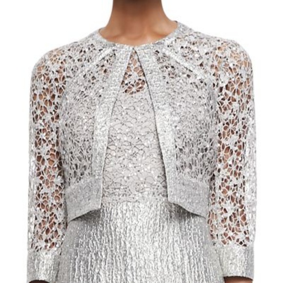 Kay Unger silver sequins overlay bolero jacket - Picture 2 of 3